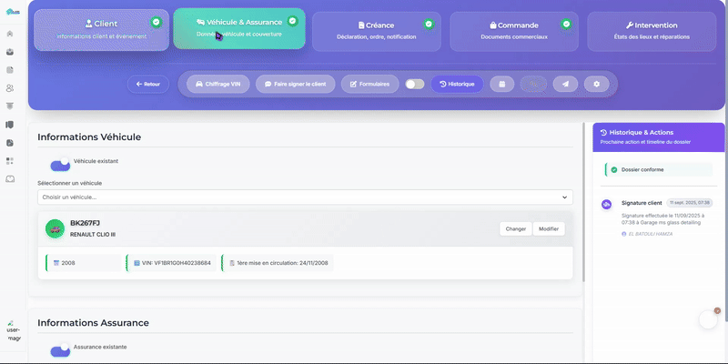 Démonstration logiciel bris de glace - Chiffrage pare brise Sidexa intégré - Interface Onify Glass